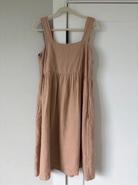 Linenfox Summer Pinafore Dress in Dusty Peach